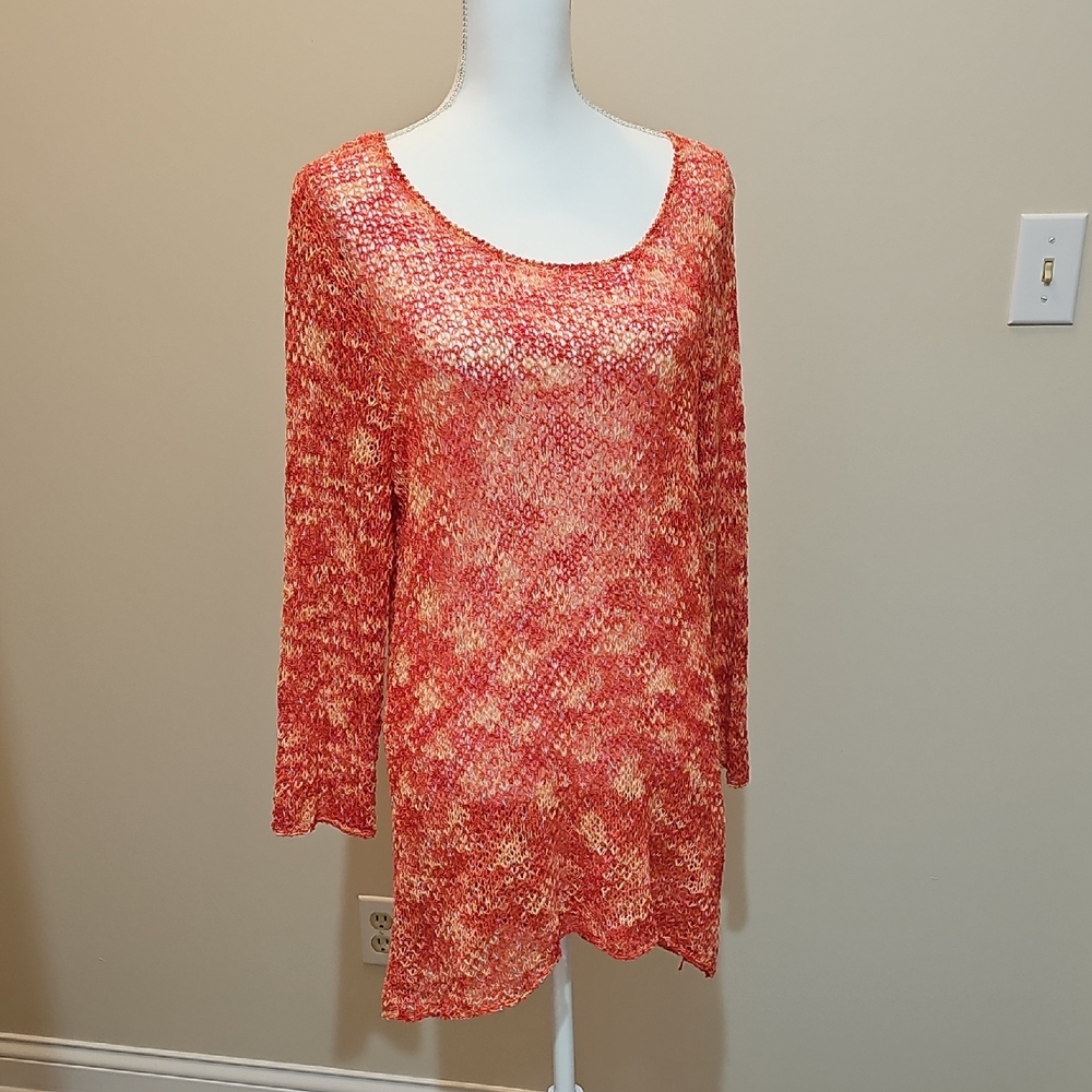 New Directions Orange 3/4 Sleeve Oversized Tunic